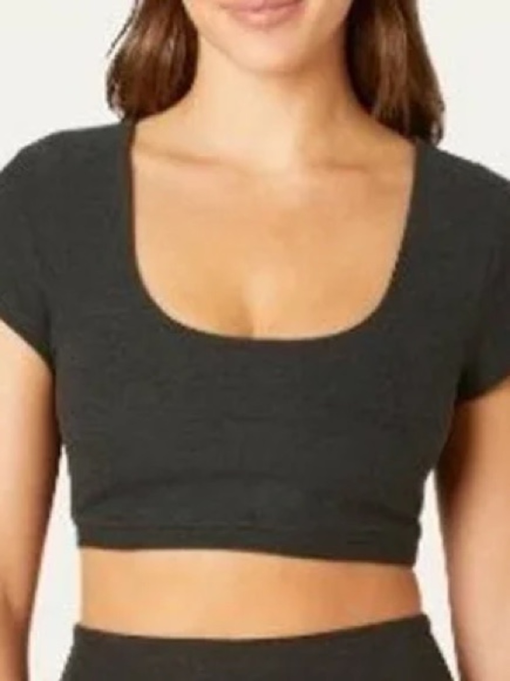 Beyond Yoga Black Cropped Scoop-Neck Top